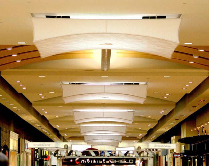 Fabric structures, custom, lighting, light fixtures, mall, Client: Mulvanny G2 Architecture