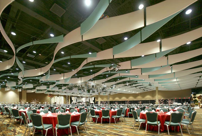 Fabric structures, custom, acoustic panels, Client: Mississippi Coast Coliseum and Convention Center, Design: Eley Guild Hardy Architects