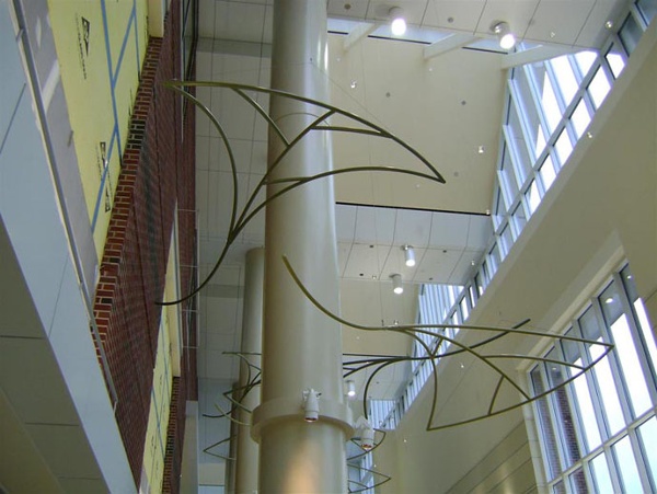 Installation above the check-in desk at Riley Children's Hospital, Indianapolis, IN. Fabric structure, custom, architecture, healthcare. Client: Performance Contracting.
