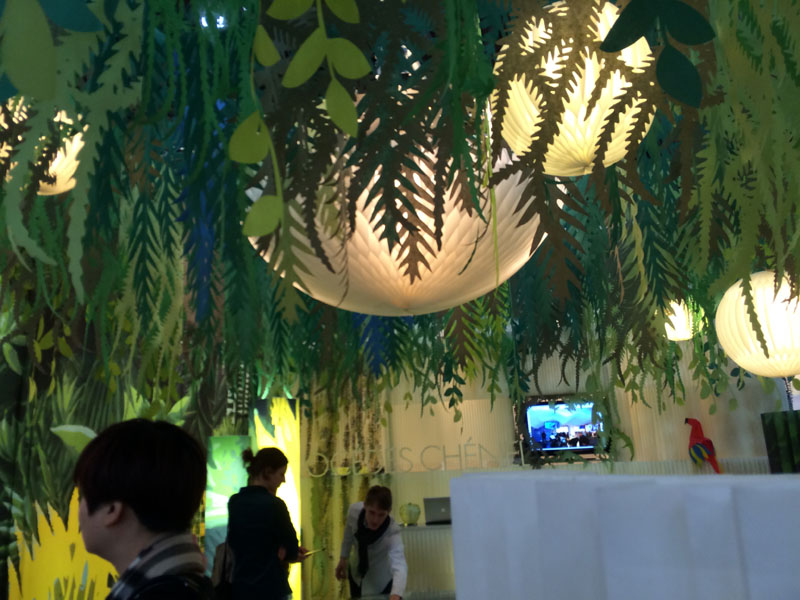Procedes Chenel showed their wonderful fireproof paper products in a unique way, as a jungle canopy. http://www.chenel.com