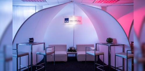 Each pod was designed with high and low seating to allow sponsors to make multiple client meetings.jpg Each pod was designed with high and low seating to allow sponsors to make multiple client meetings.jpg